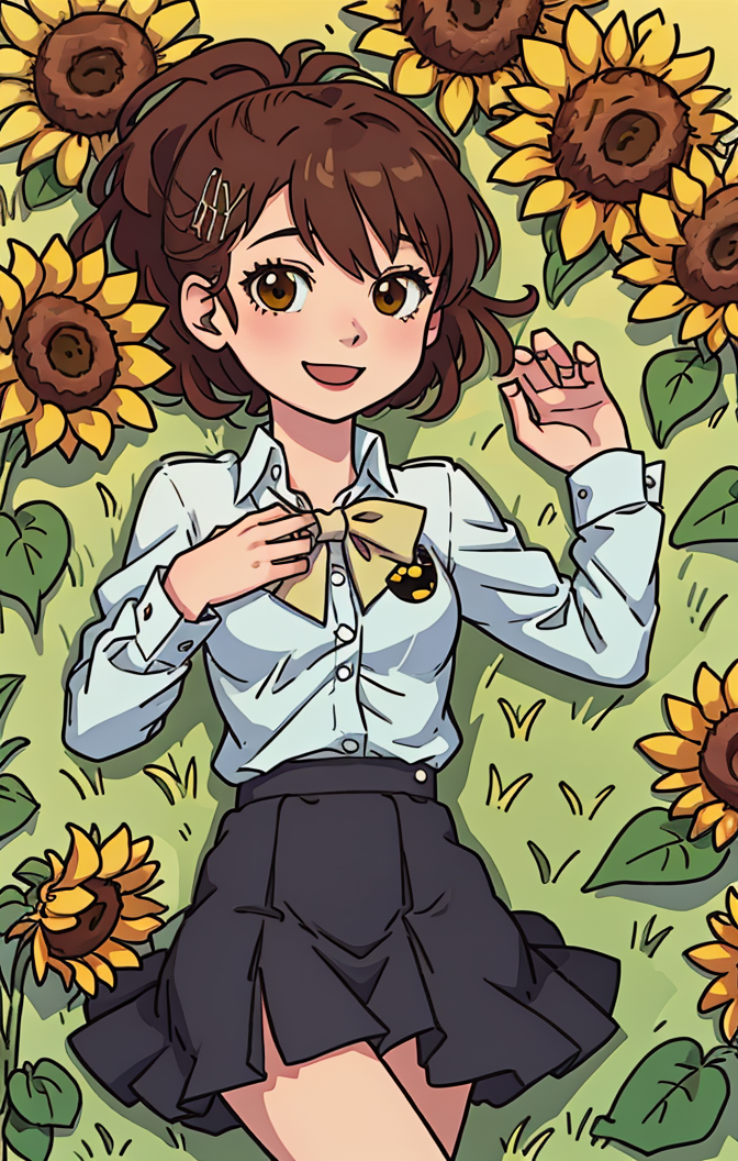 49842-3625585305-perfect anime illustration, best quality, laying on back in field of sunflowers, gekkoukan high school uniform, skirt, chest, bo.png